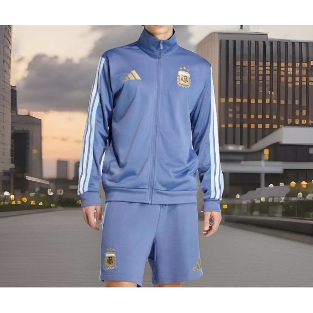 Adidas Argentina Men's DNA Soccer Track Jacket Full Zip Blue Size S New